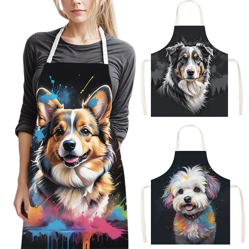 Kitchen Gadgets For Women - Colorful Dog Portrait Kitchen Apron -