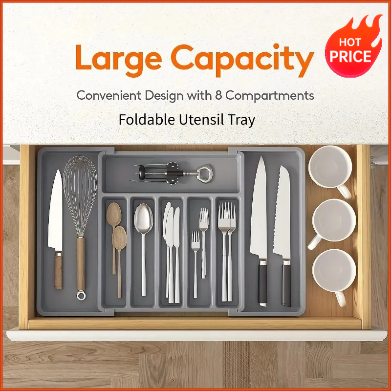 Kitchen Gadgets And Utensils - 1Pcs Upgradation Adjustable Flatware Tableware Organizer