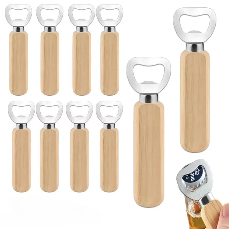 Kitchen Gadgets For Gifts - Stainless Steel Wooden Bottle Opener for