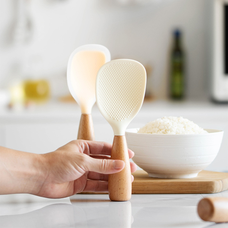 1PC Wooden Handle Silicone Ric - огляд і ціна Kitchen Gadgets On Sale