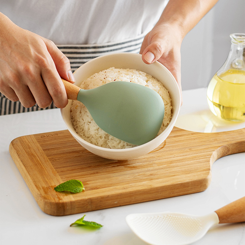 1PC Wooden Handle Silicone Ric - огляд і ціна Kitchen Gadgets On Sale